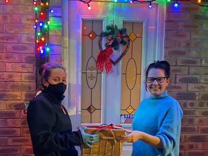 cathy donaghy from Sky delivers goodies to Skills Plus Katy Alger (2)