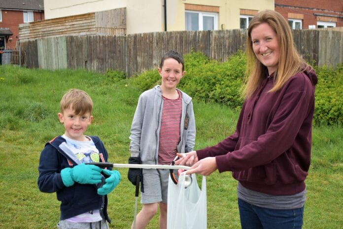 collecting litter