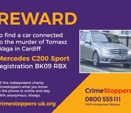 New Crimestoppers £5,000 reward to find car connected to the murder of Tomasz Waga in Cardiff