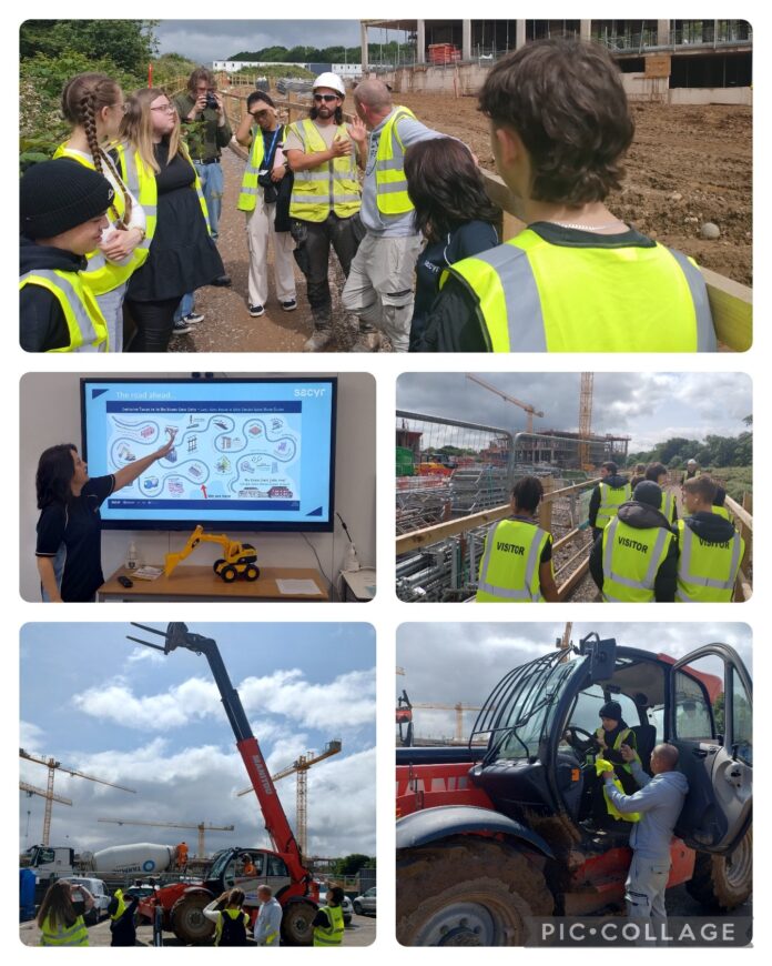 Sacyr giving pupils career session & site tour of their Velindre Hospital Site